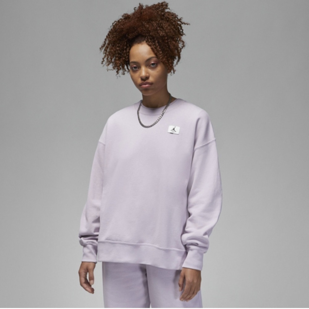 Jordan Women’s Fleece Crew Oversized Sweatshirt In Ice Purple Size Large